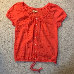 Hollister Coral Lace Peasant Blouse